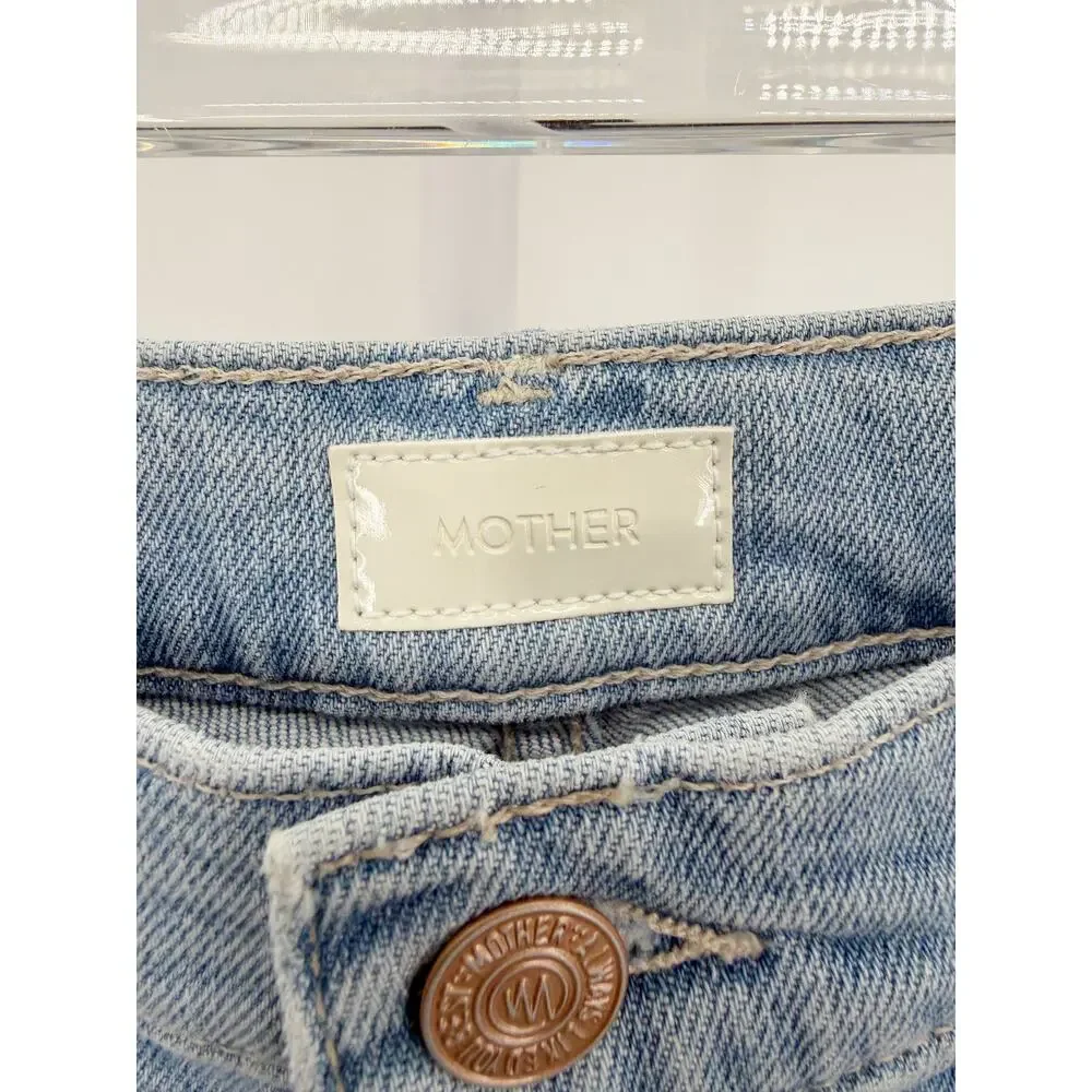 MOTHER Jeans Kick It Ankle Fray Light Blue Wash Straight Leg Ankle Denim NWT 31 - Picture 6 of 13
